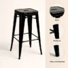 Piso Taburete Tolix Alto para Bar o Terraza - Negro