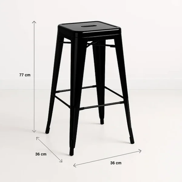 Piso Taburete Tolix Alto para Bar o Terraza - Negro