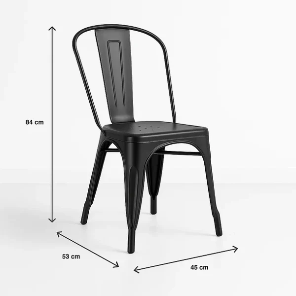 610_3 Silla Tolix de Comedor o Terraza Exterior - Negra