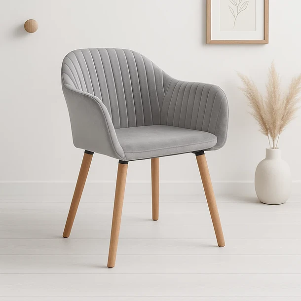 Butaca Sitial Poltrona Diamante Terciopelo Acolchado Gris