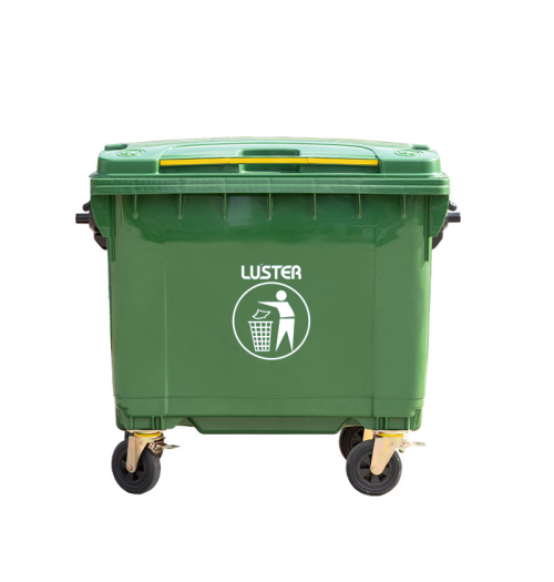 Basurero 1100 Lts Verde con Pedal frontal y ruedas LUSTER