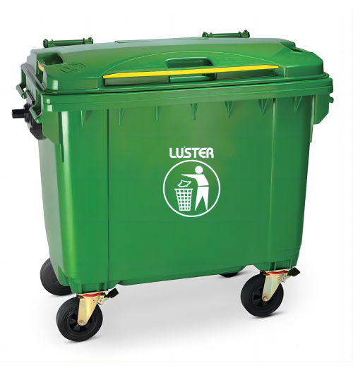 Basurero 1100 Lts Verde con Pedal frontal y ruedas LUSTER