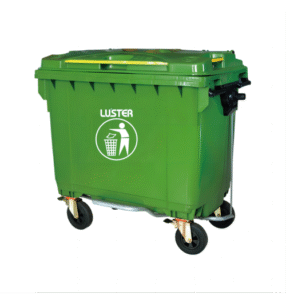 Basurero 1100 Lts Verde con Pedal frontal y ruedas LUSTER