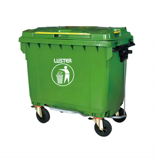 Basurero 660 Lts verde con Pedal Frontal y Ruedas LUSTER