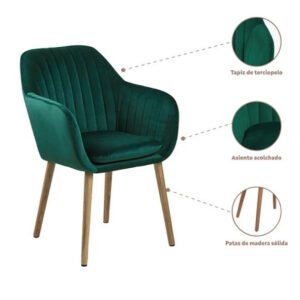 Butaca Sitial Poltrona Diamante Terciopelo Acolchado Verde