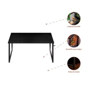 Escritorio Home Office Resistente Madera Negra 100cm 2