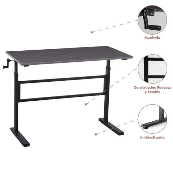 Escritorio de trabajo con altura regulable Gris