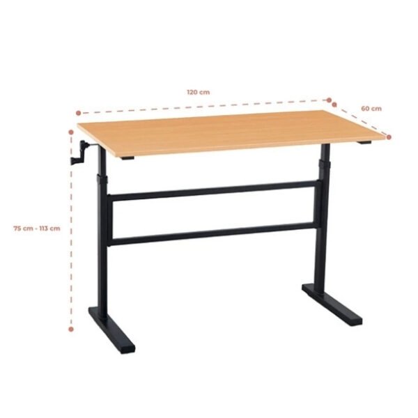 Escritorio de trabajo con altura regulable Roble