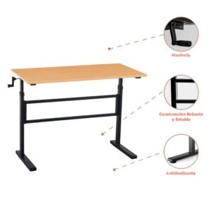Escritorio de trabajo con altura regulable roble 4