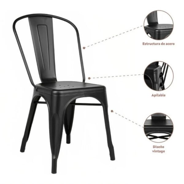 Pack de 6 Sillas Tolix - Negras