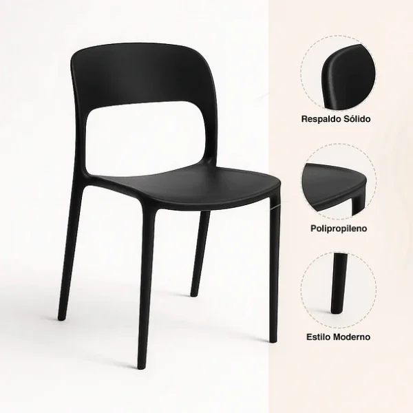 Silla de Comedor o Terraza Alto Tráfico Kentucky Negra