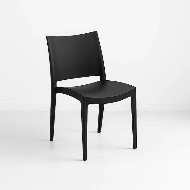 Silla de Terraza Exterior tipo Restaurante - Negra