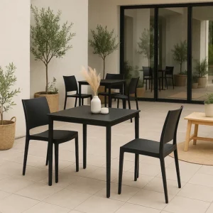 pack Silla de Terraza Exterior tipo Restaurante Negra