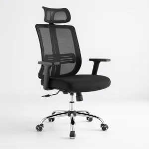 Silla de oficina mesh negra ejecutiva con apoyabrazos y cabeza Silla de oficina mesh negra ejecutiva con apoyabrazos y cabeza