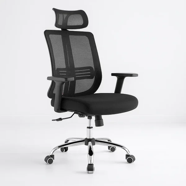 Silla de oficina mesh negra ejecutiva con apoyabrazos y cabeza Silla de oficina mesh negra ejecutiva con apoyabrazos y cabeza